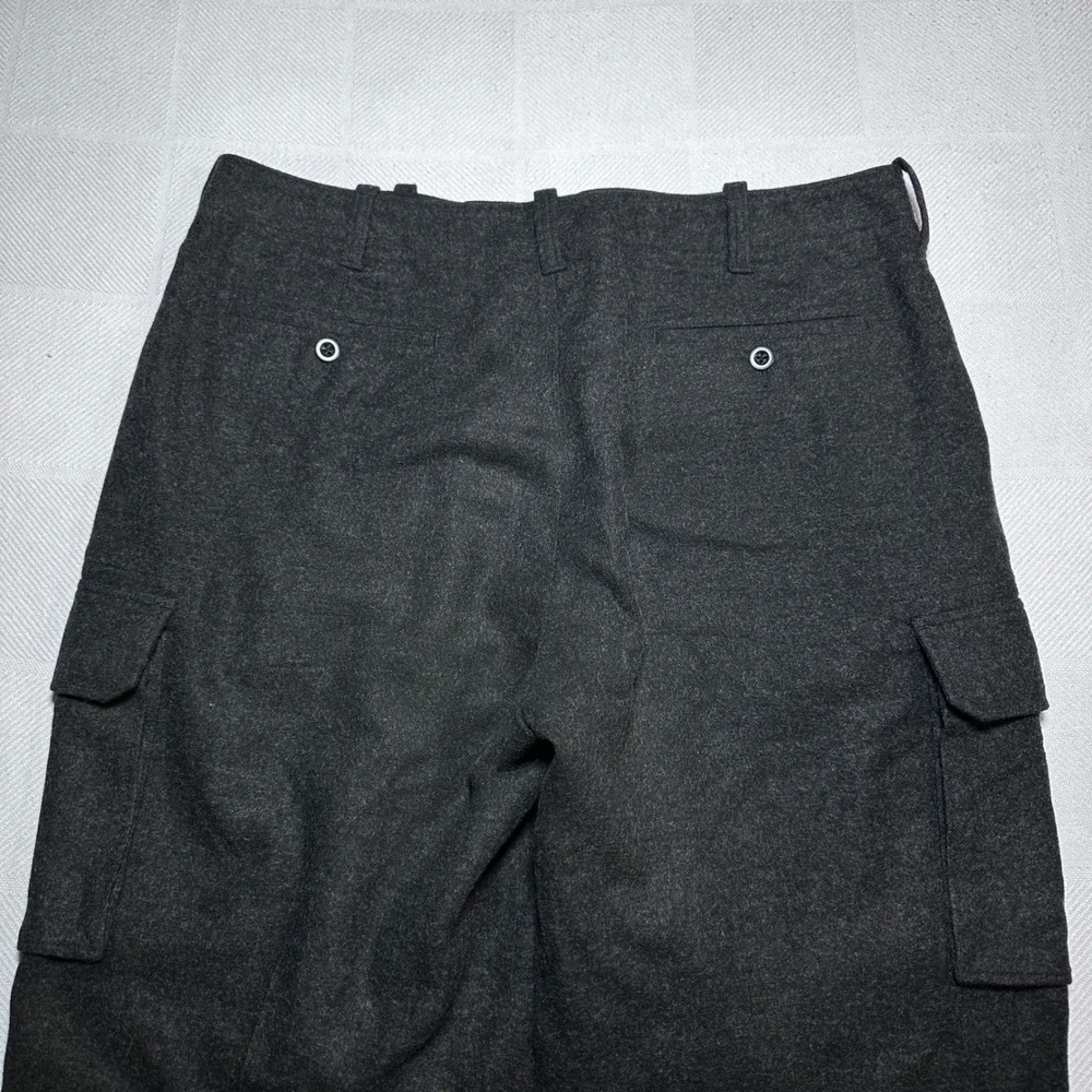 J.Crew Cargo Pants Mens 38x30 Wool Blend Button Fly Straight‎ Wide Leg Charcoal